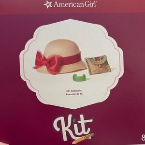 American Girl Cream Hat with Red Bow brand new in box.